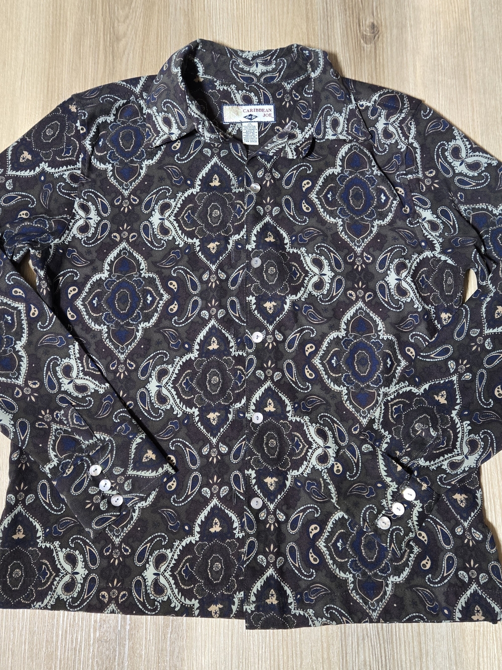Caribbean Joe Brown & Blue Paisley Button-Up Shirt